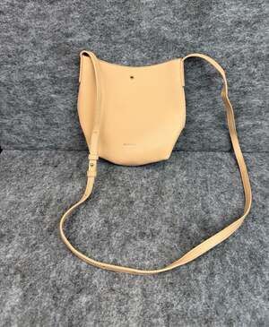 Samara Vegan Leather Minimalist Crossbody Shoulder Bag in Beige